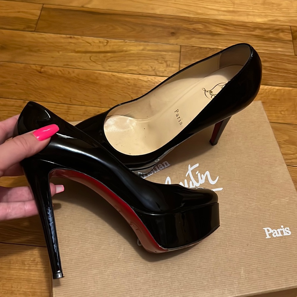 Christian Loubitin Black Patent Platform heels